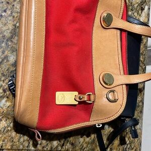 Dooney & Bourke Tan Leather Satchel lovely red and tan